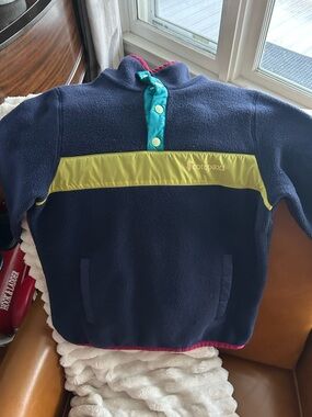 cotopaxi Navy Women’s Fleece Pullover with Lime and Teal Accents